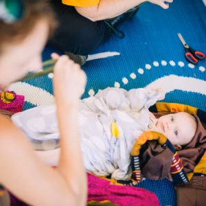 a baby enjoying the music